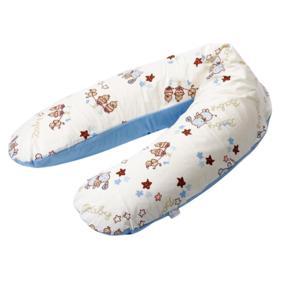 Jastuk za trudnice i dojenje u plavoj boji sa životinjicama